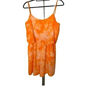 Anthropologie Orange and White Tie-Dye Romper